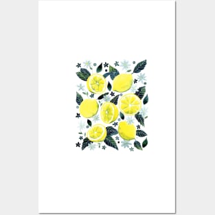 Watercolor Lemons Pattern Posters and Art